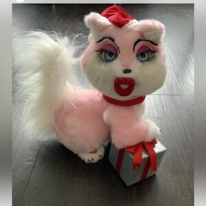 Vintage Christmas Sassy Cat Sings 'Santa Baby' Moves Blue Eyes Light Up WORKS